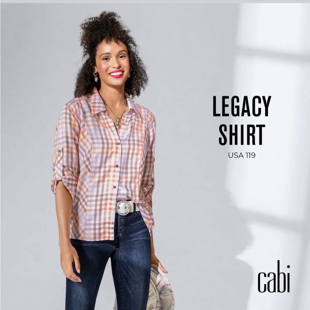 CAbi Legacy Shirt in Pink and White Plaid